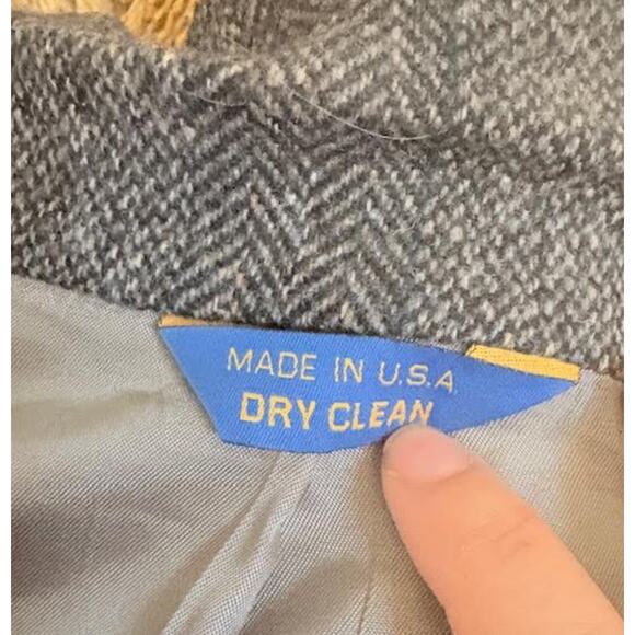 Pendleton Wool Blazer 48 Long Herringbone Western Yoke Elbow Patches Gray - Picture 4 of 7